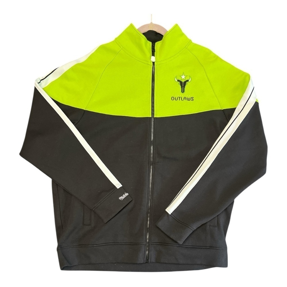 Mitchell & Ness Houston Outlaws Black and Neon Green Track Jacket XXL